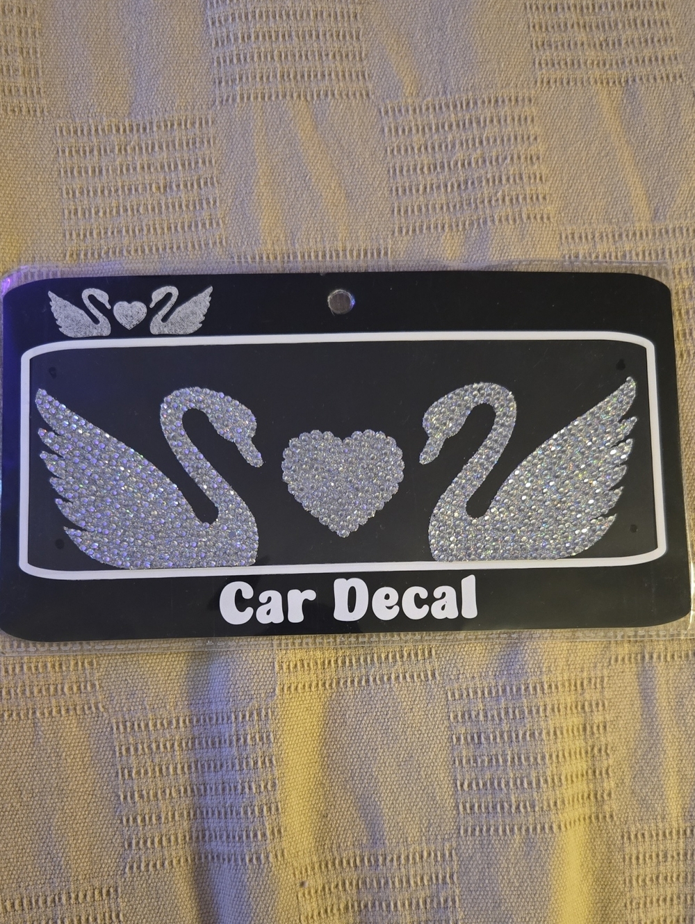 Rhinestone Swan Heart Car Decal